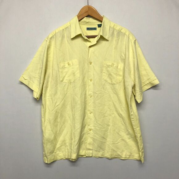 Cubavera Men Short Sleeve Linen Cotton Button Up Shirt Size Extra Large B262 -26 - Picture 1 of 13